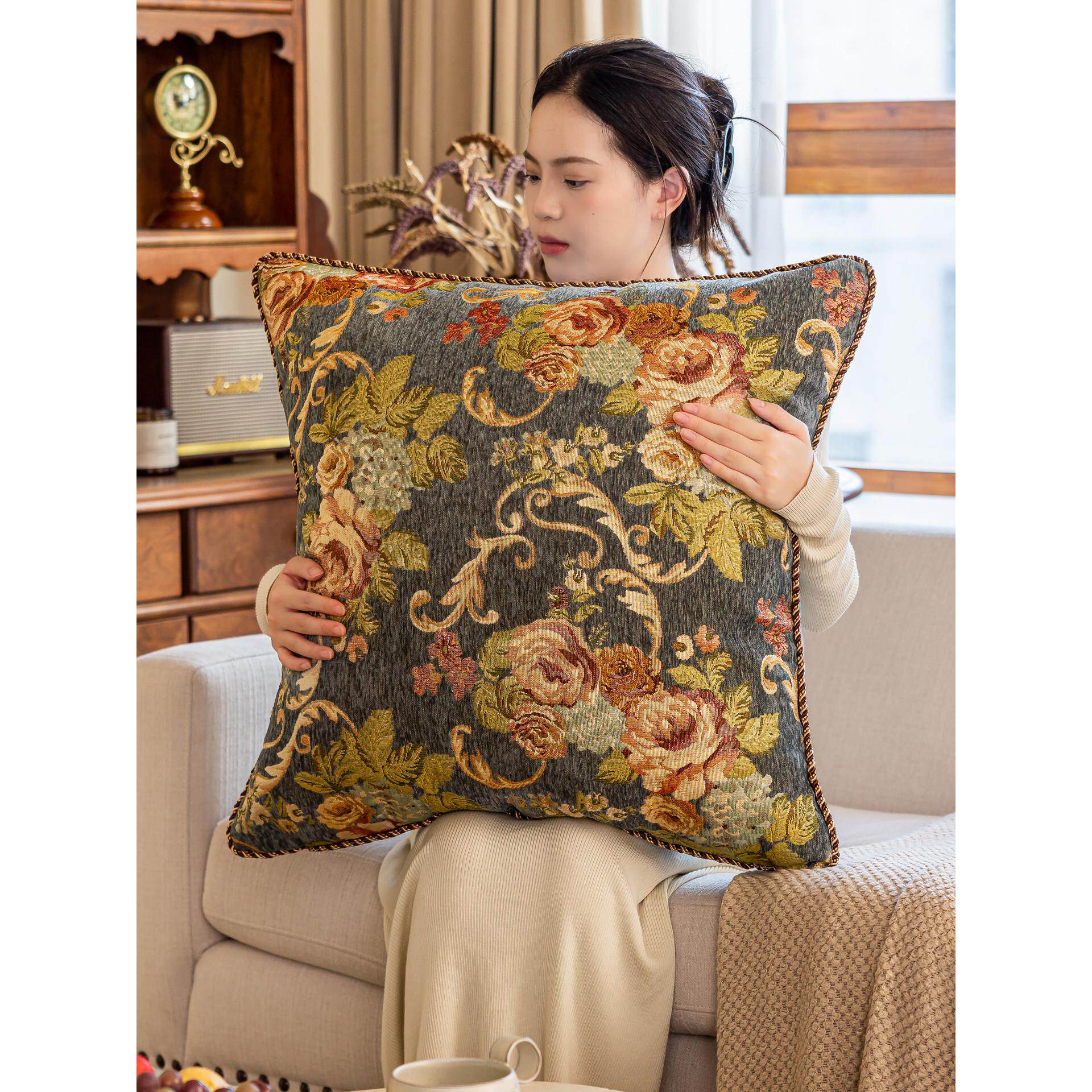 高欧端式抱枕0沙发客厅轻奢高级感2靠枕套靠不含芯大号背垫025新