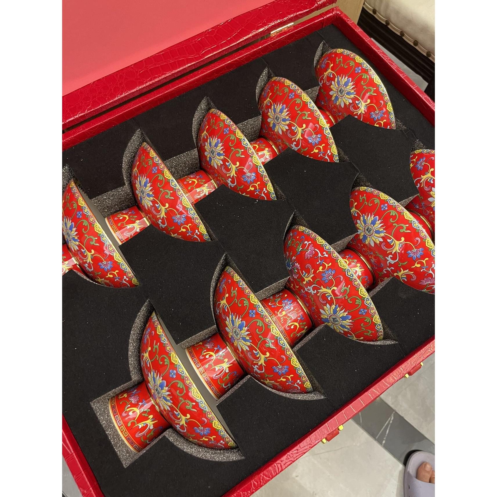 温州分订婚高脚盘碗6寸骨瓷摆过年岁新年酒H1583搬家面碗送皮箱包