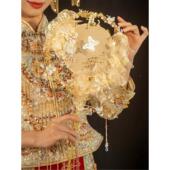 梦扇原创设计步云梯大黄送小鱼式 海江棠团中新娘结婚出FTP嫁婚扇