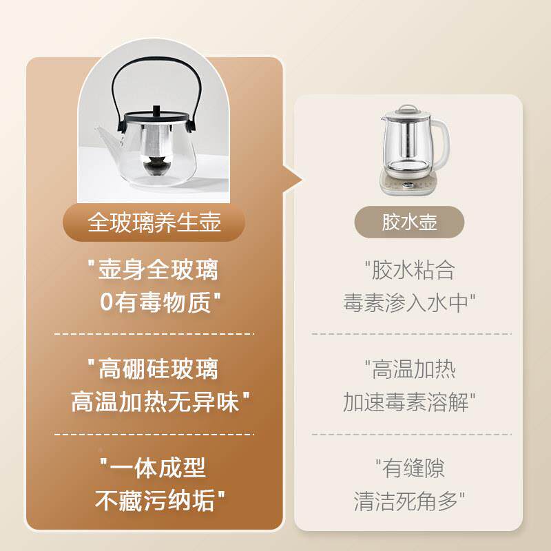 能施诺DT-01布养生壶纯玻璃家用功小型多迷煮花茶定你时恒温黑晶