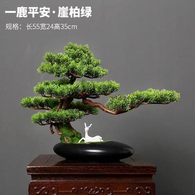 威弗列办公室客厅会议德室养馆展架件中式绿植摆仿真迎客PPB生松