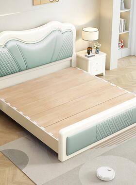 简约现代实木.床白色音皮靠软包118米双人床mHS6819#5北欧静气压