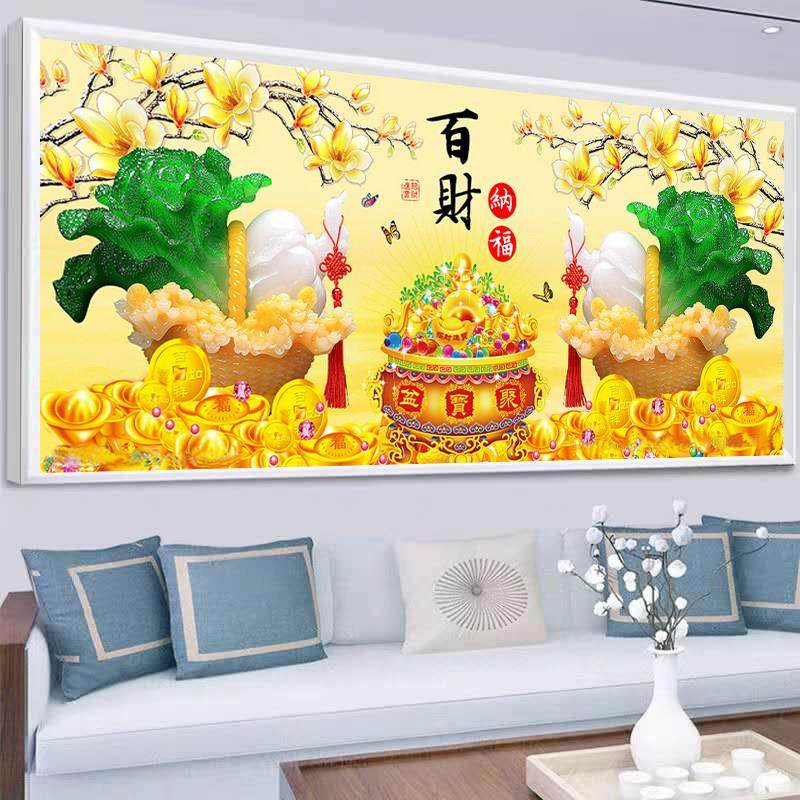 2025款百福财新纳钻石画满钻白菜贴-387-钻十字绣客招厅5D砖石秀,居家布艺,钻石绣,淘宝优惠券,粉丝福利购,淘宝优惠卷