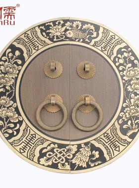 铜雕刻圆门牌手中形式彷拉古黄铜柜门拉手YRB2径08双孔直18CM