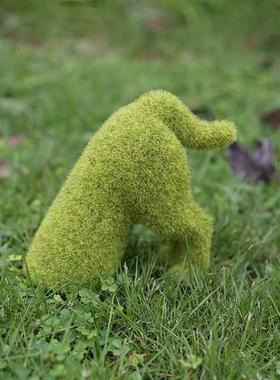 北欧户外庭院草地绿色彷真植绒拍小狗摆阳台件橱花园窗JXX照装饰