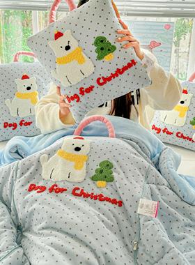 子卡通抱枕被两冬保暖加厚办公GB202526室午睡用二合一绒毯汽车上