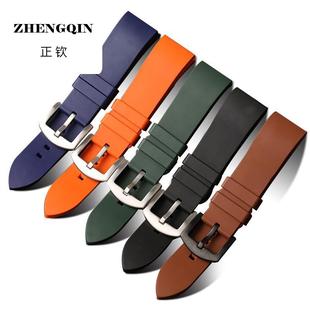 耐磨氟橡胶表带适配潜水水鬼加厚华为GT2 24 22 20MM男防水尘表链