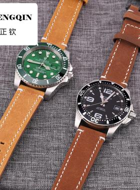 适用复古手工表带牛皮双面磨砂疯马皮快拆18mm19mm20mm21mm22mm24