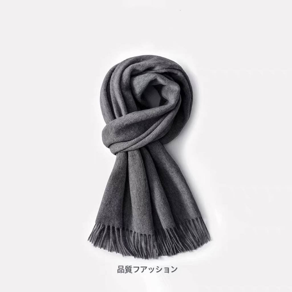 日本MUIl男女纯色秋冬羊绒围巾披肩柔软围脖保暖学生韩版百搭简约