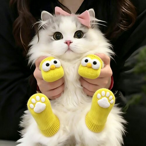 猫咪袜子室内静音防抓防舔中小型犬套袜防滑防脏宠物猫狗可爱袜子