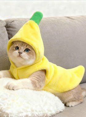 小猫咪衣服搞怪香蕉变身装保暖金渐层布偶英短宠物狗狗两脚衣带帽