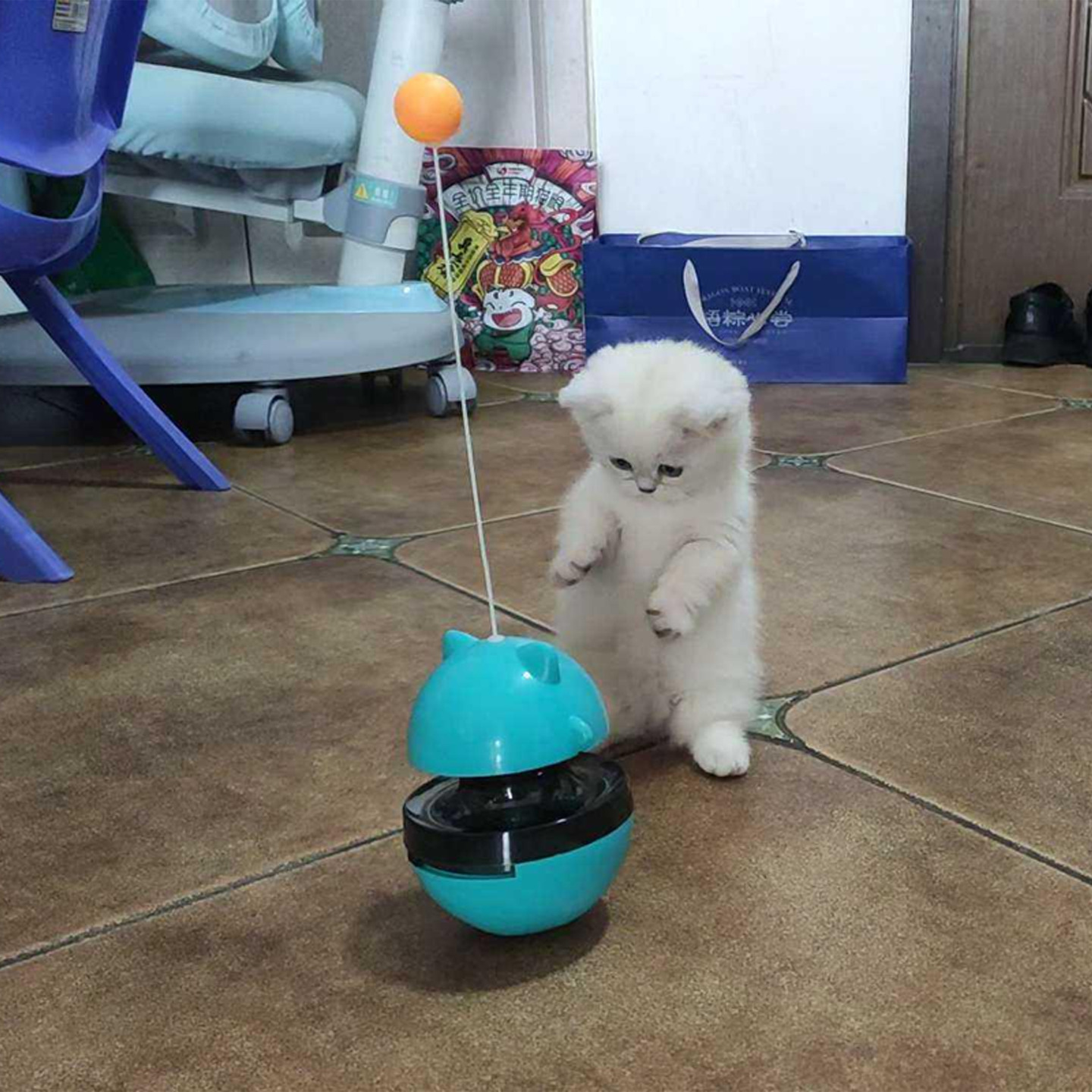 猫玩具不倒翁摇摆球猫咪自嗨解闷消耗体力逗猫棒互动训练冻干小球
