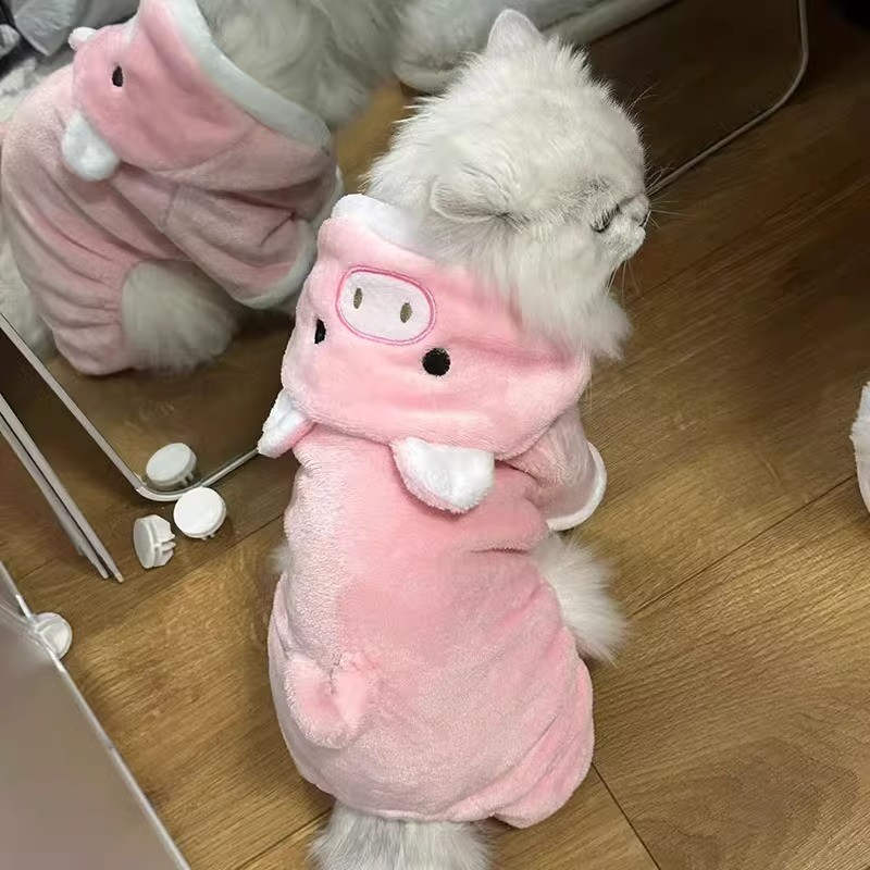 猫咪衣服秋冬款保暖四脚衣防掉毛英短布偶宠物幼猫比熊狗狗变身装