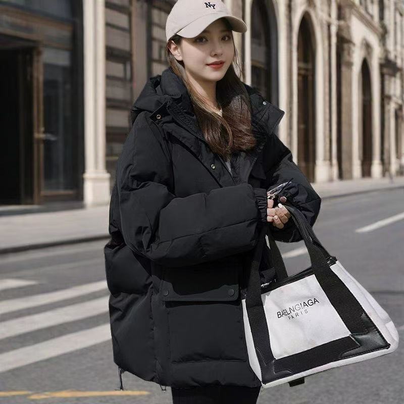 纯色加厚2025年新款冬季连帽宽松