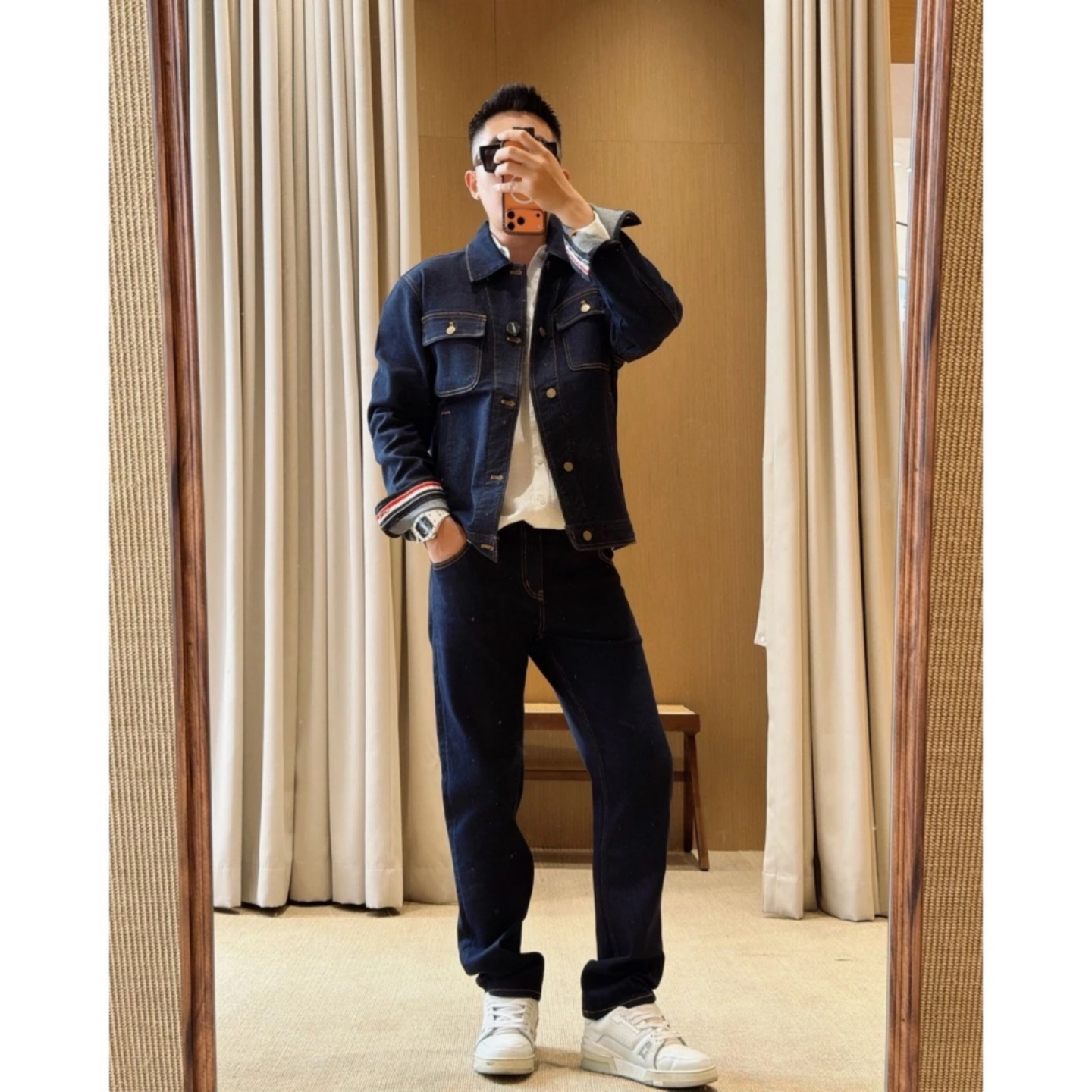 老钱休闲百搭牛仔套装男士