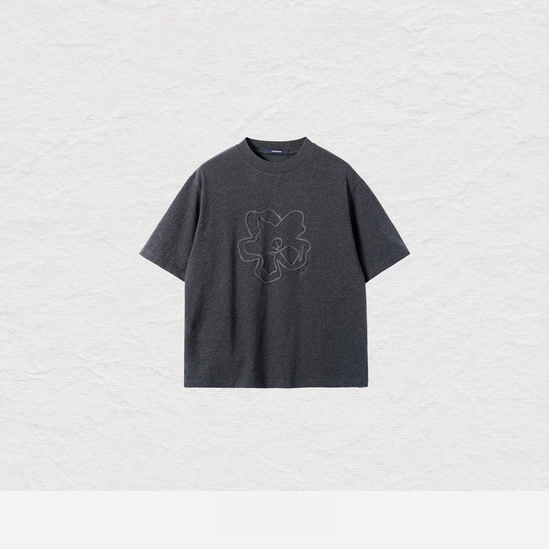 男士新款小众不撞衫短袖极简宽松剪裁老钱风显贵正肩百搭休闲上衣