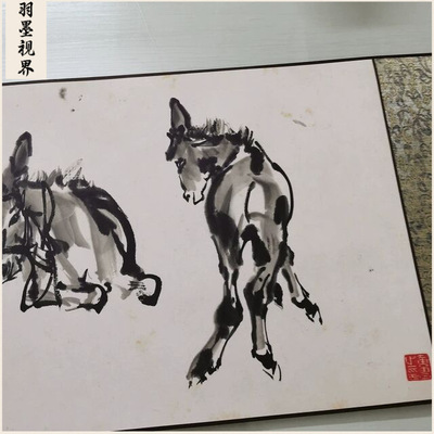 黄胄群驴图复古书画水墨写生真