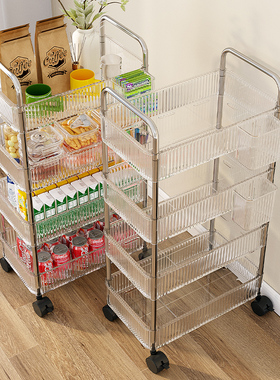 移动亚克力零食小推车置物架落地浴室卫生间收纳盒多层化妆品柜子