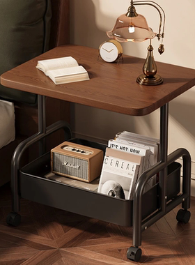 可移动双层茶几小推车边几客厅沙发收纳带轮茶桌卧室置物架小桌子