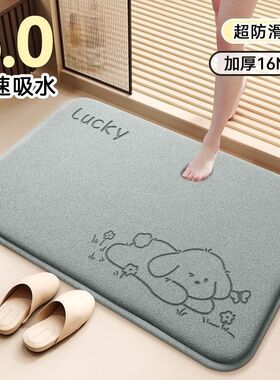 浴室卫生间超强秒吸水地垫防滑入户门地垫高品质珊瑚绒加厚脚垫