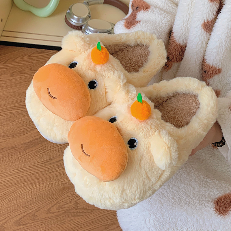 水豚噜噜棉拖鞋女可爱冬季