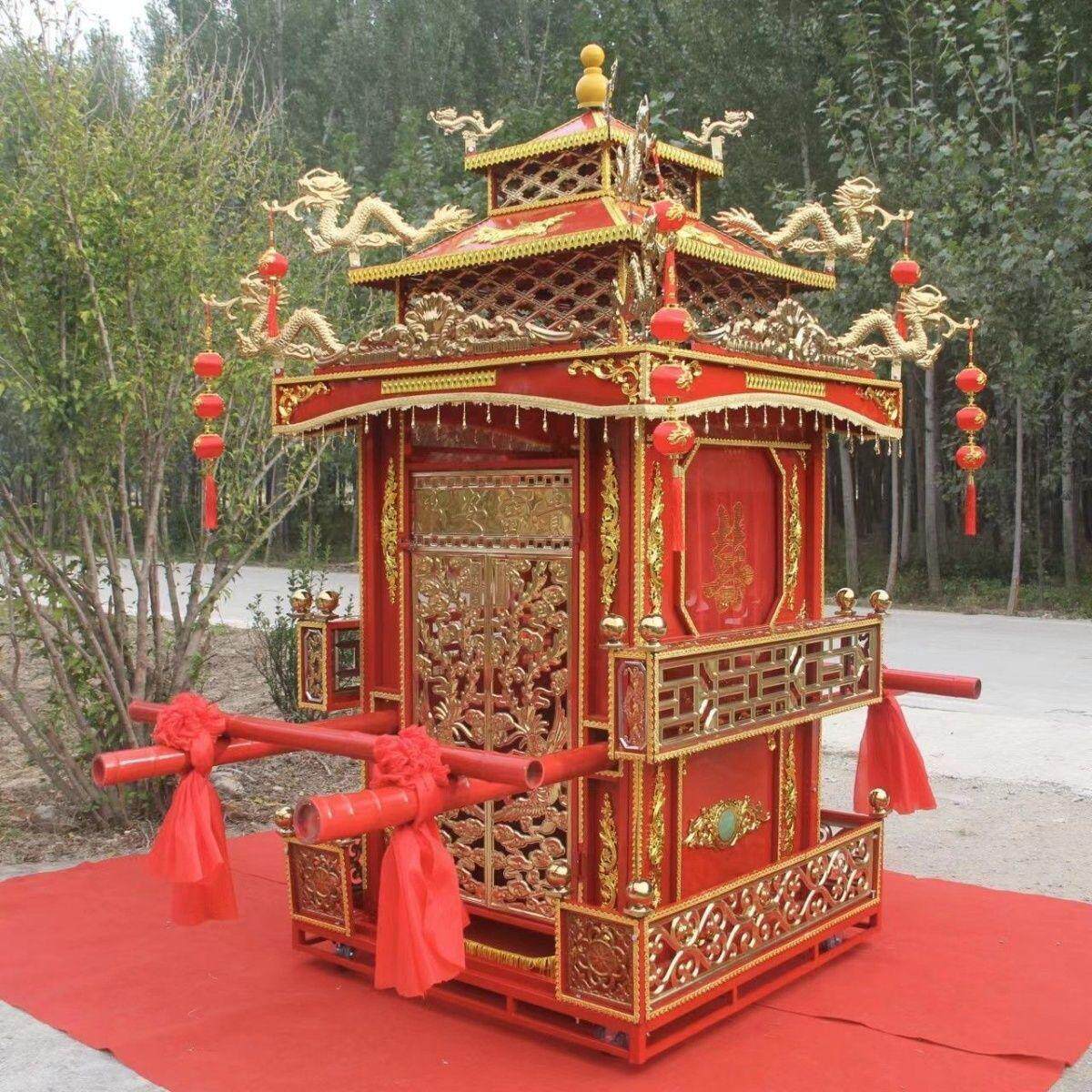 结婚花轿喜事花轿子婚庆用轿中式八抬折叠豪华结婚花轿装饰配厂家