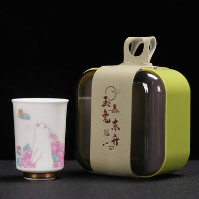中式温感变色杯子羊脂玉瓷陶瓷品茗杯个人主人杯单杯家用手礼