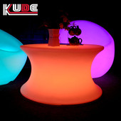 新款 LED发光茶几桌子led发光家具圆形创意16色吧桌户外防水充电桌