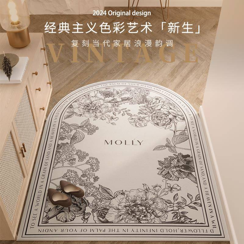 轻奢感入户门垫复古皮革地垫防水防滑免洗家用门口玄关脚垫子