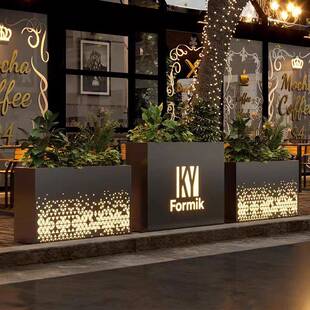 户外花箱组合露台庭院花坛室外不锈钢太阳能发光灯箱隔断花槽花池