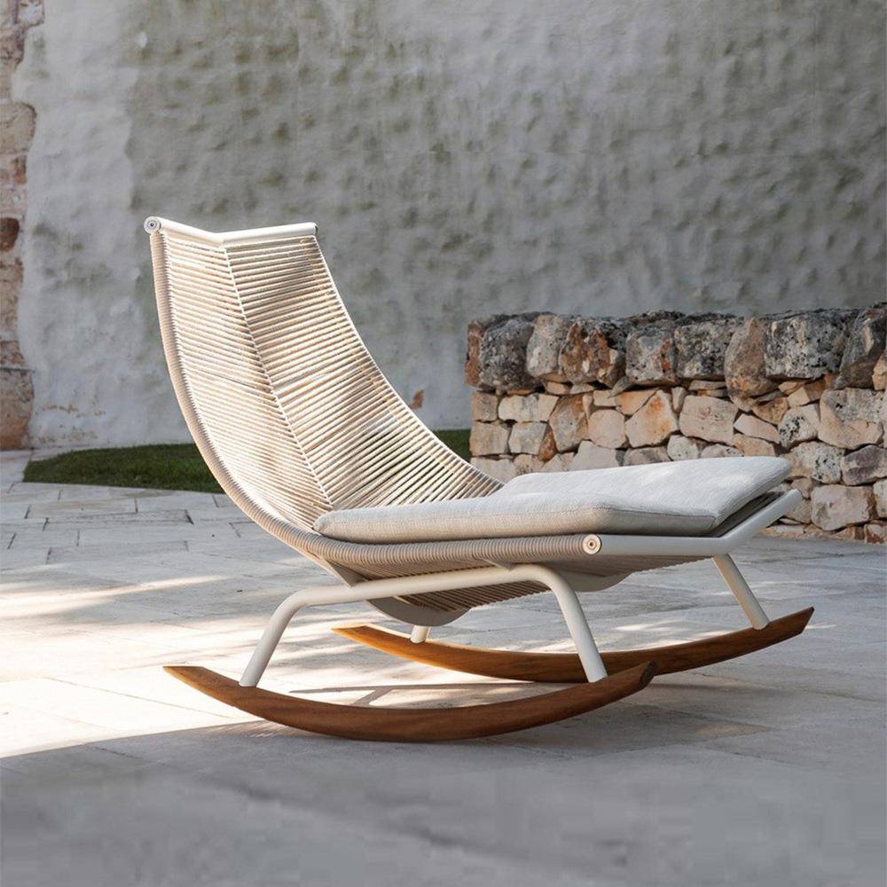 北欧户外沙发别墅休闲藤椅单人沙发设计师懒人摇椅三件套阳台躺椅