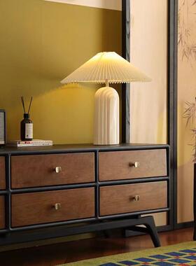 法式复古实木电视柜简约黑色展示柜储物柜客厅边柜中古靠墙储物柜