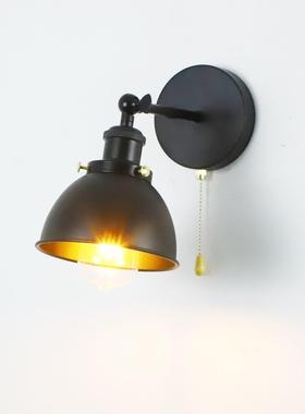 美式复古拉线壁灯工业风酒店床头玄关过道灯黑色室内楼梯壁灯