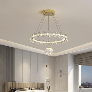 意式 客厅吊灯主卧室灯房间灯不锈钢螺旋圈圈灯2023 轻奢水晶灯新款