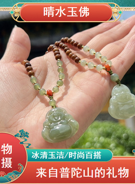 普陀山库克和田玉项链弥勒护身符佛公吊坠平安守护男女款