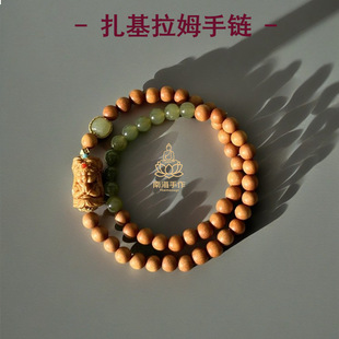 普陀山扎基拉姆檀香多圈手串和田玉檀木佛珠文玩转运珠手链女款