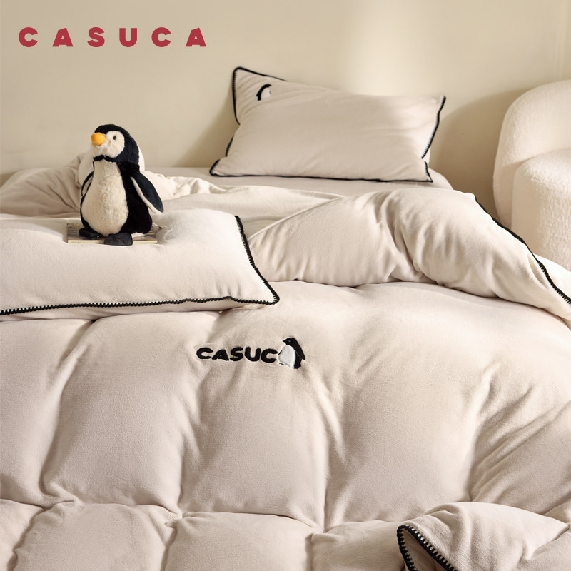CASUCA暖噗噗牛奶绒床上四件套秋冬季加绒加厚保暖抗静电床笠款
