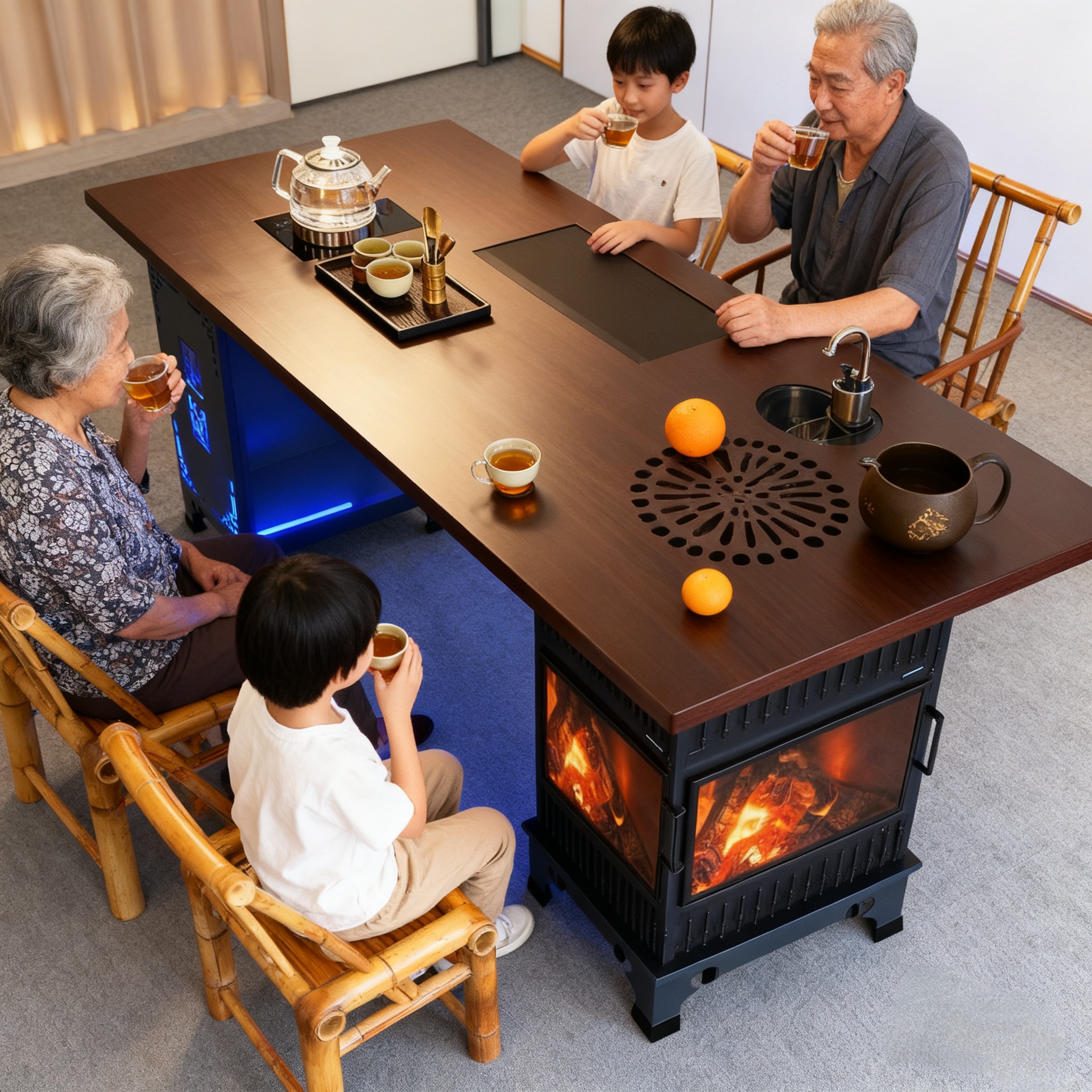 郎图特取暖炉烧木柴真火壁炉