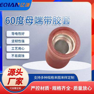 4.8插簧阻燃弯形带铜套18760度母端带胶套插拔式对接接线端子