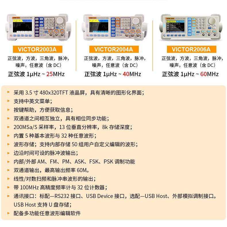 信号发生器胜利牌2006A双通道60M信号源函数信号发生器