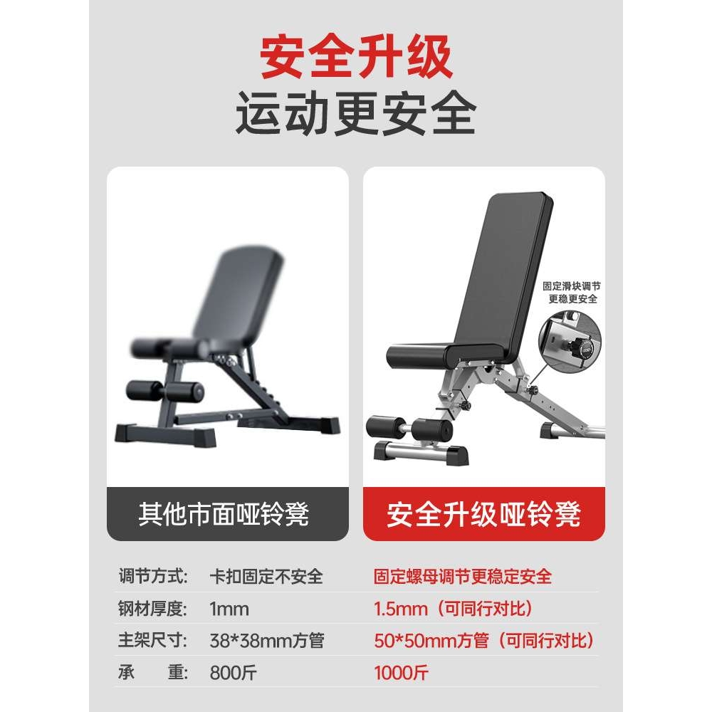哑铃凳卧推凳家用折叠家庭多功能飞鸟健身椅子器材仰卧起坐辅助器