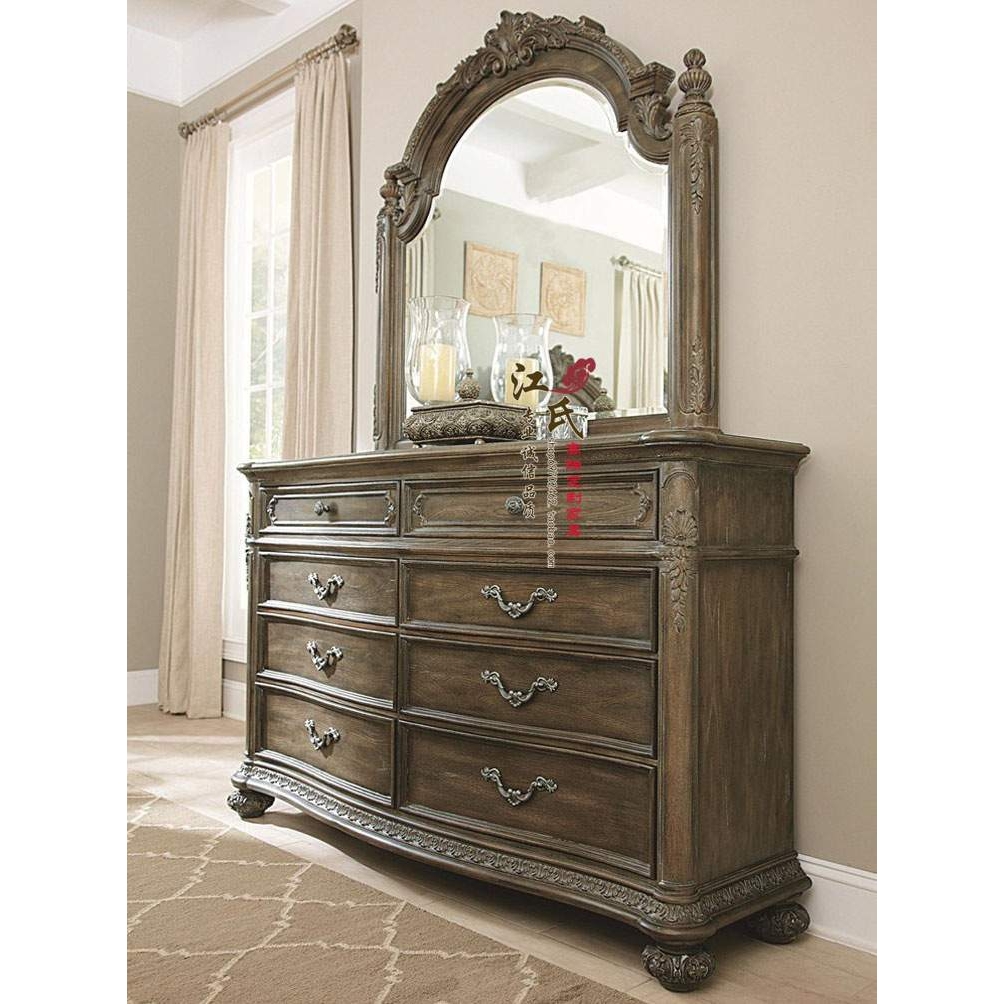 美式乡村实木雕花8斗柜法式复古做旧储物柜简欧卧室梳妆台收纳柜