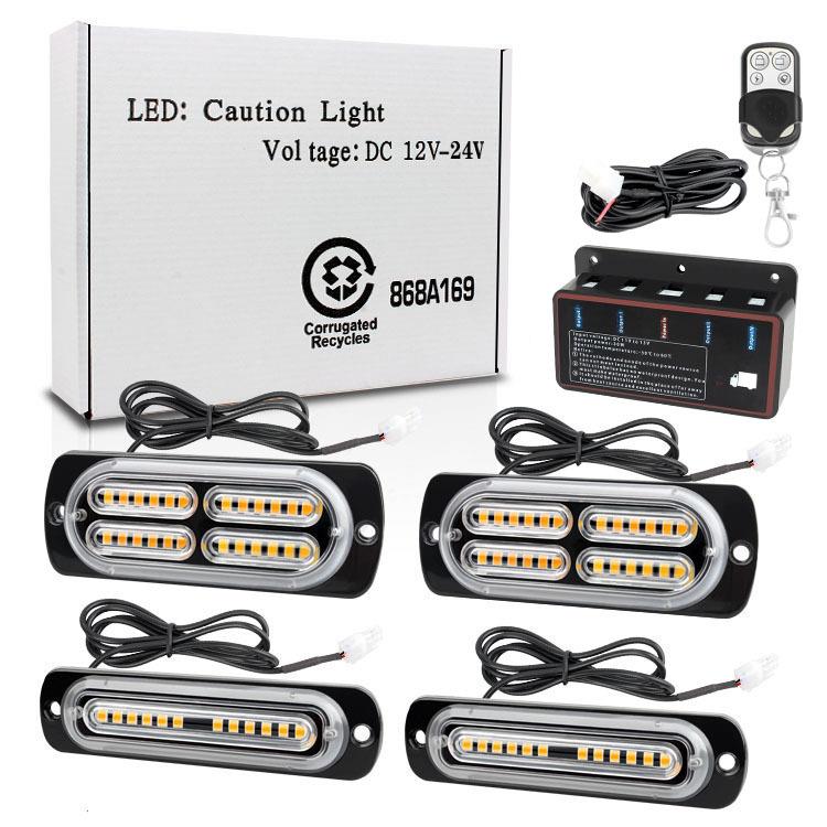 一拖四汽车中网爆闪警示灯频闪侧边灯72led高亮格栅灯12-24v