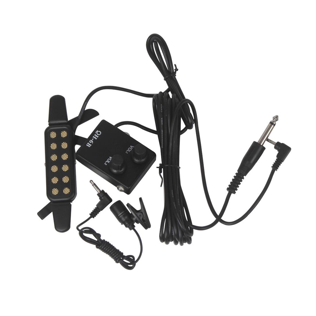 原声吉他拾音器民谣木吉他拾音器带话筒免开孔磁性拾音器吉他配件