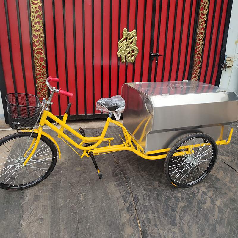 脚蹬三轮环卫车 人力不锈钢箱体保洁车 脚踏小型垃圾收集车