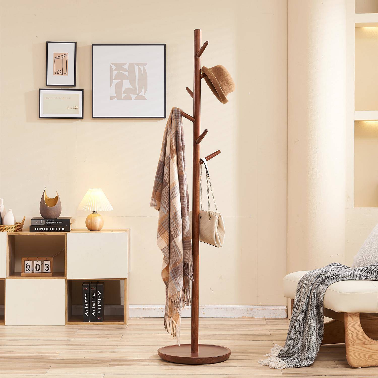 挂衣架实木衣帽架落地室内单杆立式衣架家用收纳衣服架子收纳架