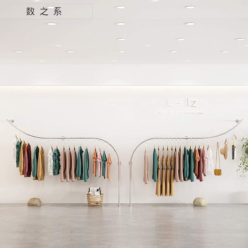 女装店展示架落地式上墙壁挂式不锈钢挂衣架服装店专用陈列架货架