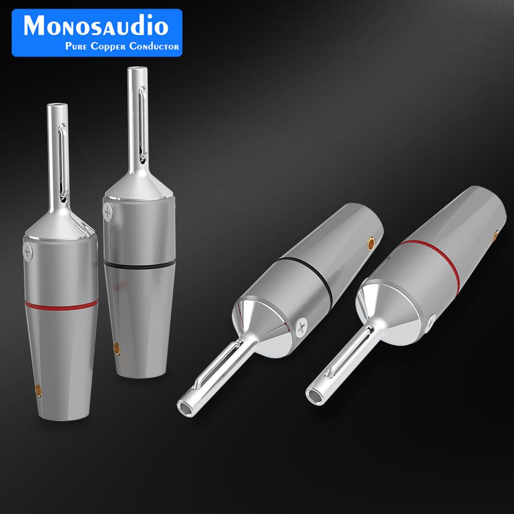 MonosaudioB802G纯紫铜镀金镀铑免焊香蕉头发烧功放音箱喇叭线