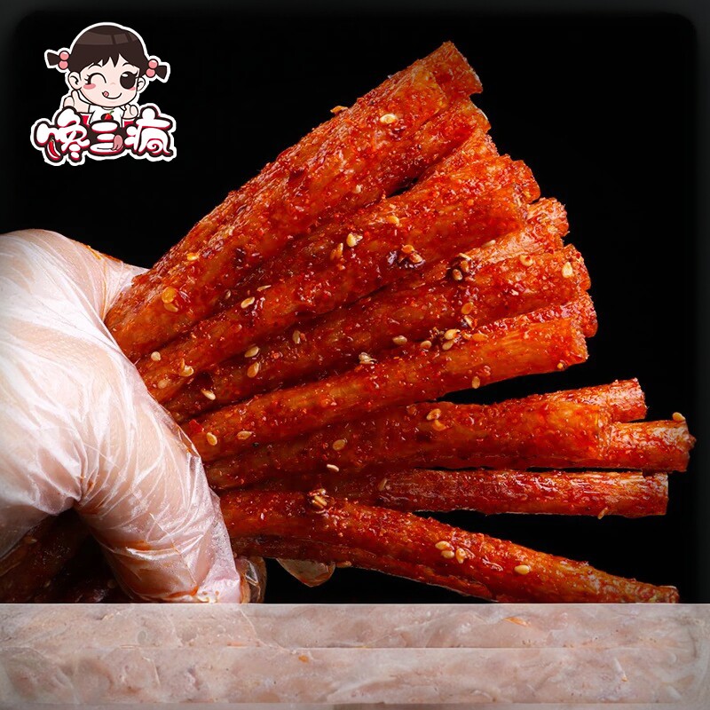 馋三疯儿时辣棒开袋即食童年经典回忆小辣条女生爱吃的小吃零食