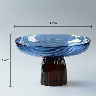 简 轻奢风大水果盘甜品台玻璃托盘高A脚家用客厅茶几蛋糕点心法式